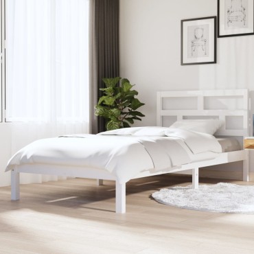vidaXL Πλαίσιο Κρεβατιού Λευκό 90x200cm από Μασίφ Ξύλο Πεύκου 1 τεμ. - Μονό