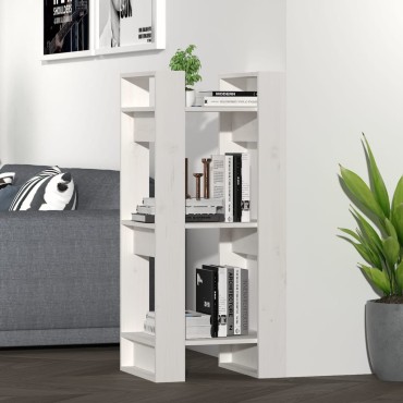 vidaXL Βιβλιοθήκη/Διαχωριστικό Χώρου Λευκό 41x35x91cm Μασίφ Πεύκο 1 τεμ.
