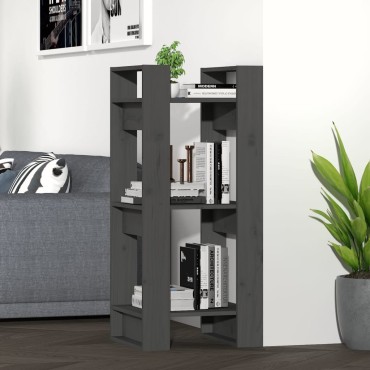 vidaXL Βιβλιοθήκη/Διαχωριστικό Χώρου Γκρι 41x35x91cm Μασίφ Πεύκο 1 τεμ.