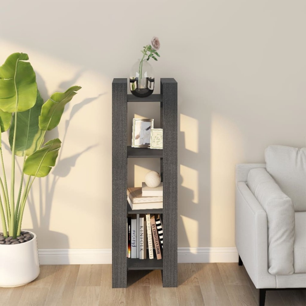 vidaXL Βιβλιοθήκη/Διαχωριστικό Χώρου Γκρι 41x35x125cm Μασίφ Πεύκο 1 τεμ.