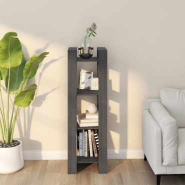 vidaXL Βιβλιοθήκη/Διαχωριστικό Χώρου Γκρι 41x35x125cm Μασίφ Πεύκο 1 τεμ.