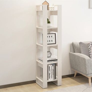 vidaXL Βιβλιοθήκη/Διαχωριστικό Χώρου Λευκό 41x35x160cm Μασίφ Πεύκο 1 τεμ.