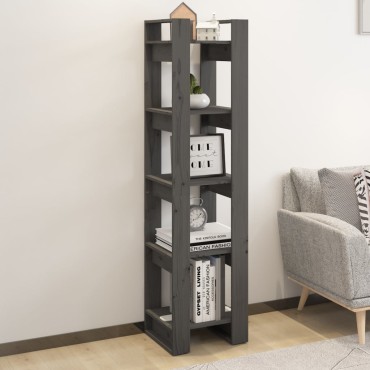 vidaXL Βιβλιοθήκη/Διαχωριστικό Χώρου Γκρι 41x35x160cm Μασίφ Πεύκο 1 τεμ.