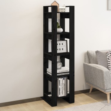 vidaXL Βιβλιοθήκη/Διαχωριστικό Χώρου Μαύρο 41x35x160cm Μασίφ Πεύκο 1 τεμ.