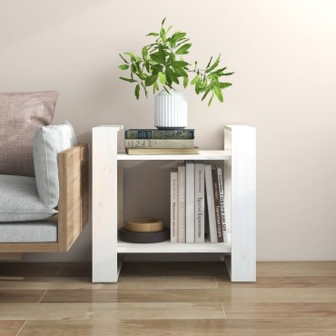 vidaXL Βιβλιοθήκη/Διαχωριστικό Χώρου Λευκό 60x35x57cm Μασίφ Πεύκο 1 τεμ.