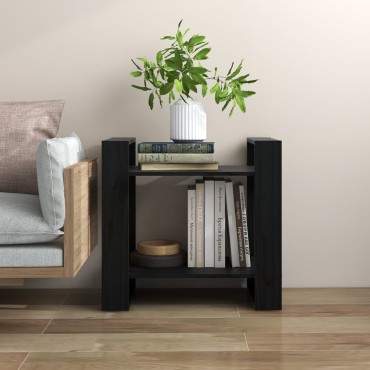 vidaXL Βιβλιοθήκη/Διαχωριστικό Χώρου Μαύρο 60x35x57cm Μασίφ Πεύκο 1 τεμ.
