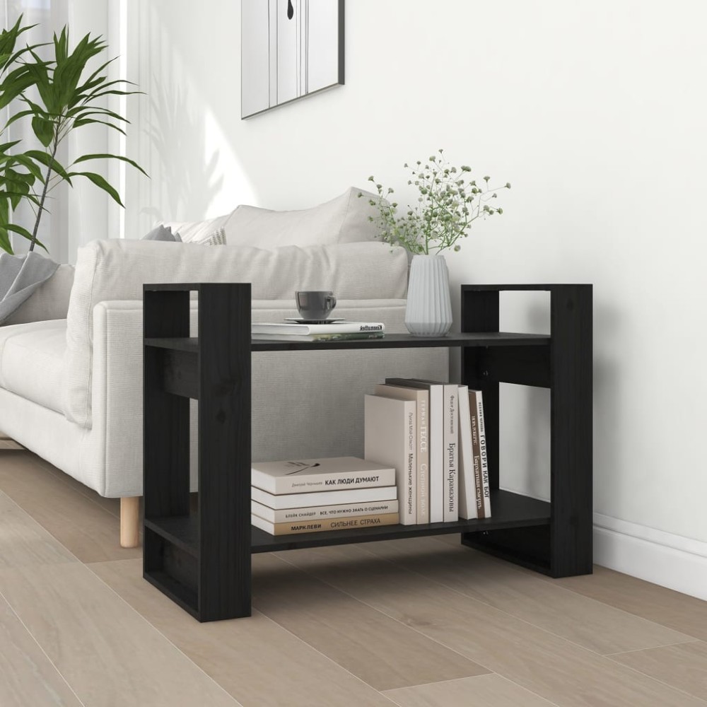 vidaXL Βιβλιοθήκη/Διαχωριστικό Χώρου Μαύρο 80x35x56,5cm Μασίφ Πεύκο 1 τεμ.