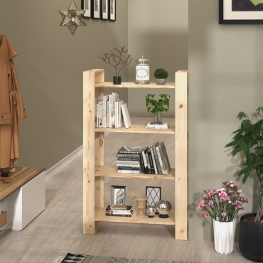 vidaXL Βιβλιοθήκη/Διαχωριστικό Χώρου 80x35x125cm Μασίφ Ξύλο Πεύκου 1 τεμ.