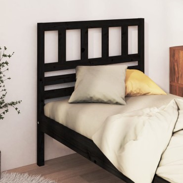 vidaXL Κεφαλάρι κρεβατιού Μαύρο 81x4x100cm από Μασίφ Ξύλο Πεύκου 1 τεμ.