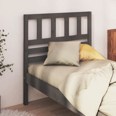 vidaXL Κεφαλάρι κρεβατιού Γκρι 106x4x100cm από Μασίφ Ξύλο Πεύκου 1 τεμ.