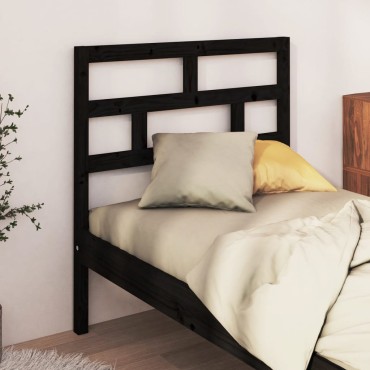 vidaXL Κεφαλάρι κρεβατιού Μαύρο 96x4x100cm από Μασίφ Ξύλο Πεύκου 1 τεμ.