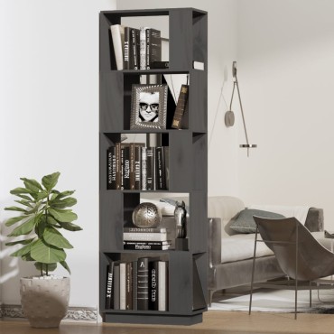 vidaXL Βιβλιοθήκη/Διαχωριστικό Χώρου Γκρι 51x25x163,5cm Μασίφ Πεύκο 1 τεμ.