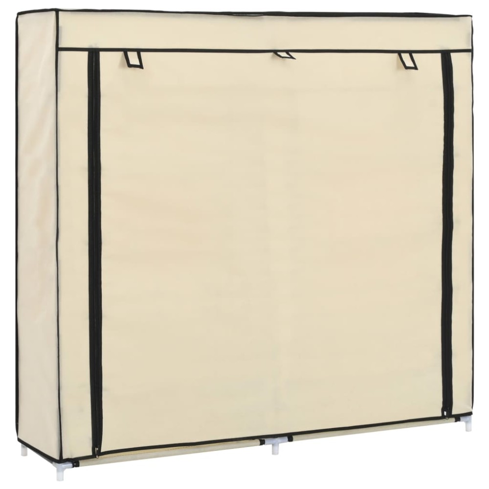 282433 vidaXL Shoe Cabinet with Cover Cream 115x28x110 cm Fabric