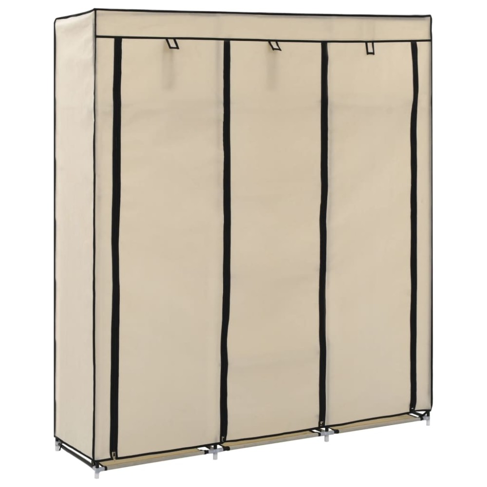 282455 vidaXL Wardrobe with Compartments and Rods Cream 150x45x175cm Fabric