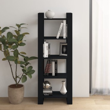 vidaXL Βιβλιοθήκη/Διαχωριστικό Χώρου Μαύρο 60x35x160cm Μασίφ Ξύλο 1 τεμ.