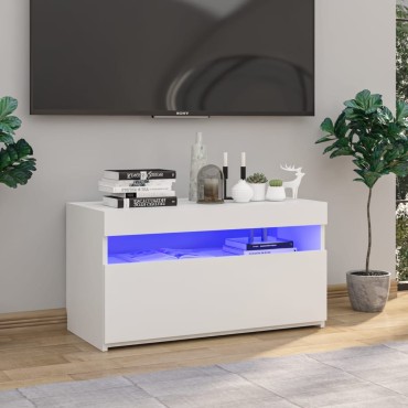 vidaXL Έπιπλο Τηλεόρασης με LED Γυαλιστερό Λευκό 75x35x40cm