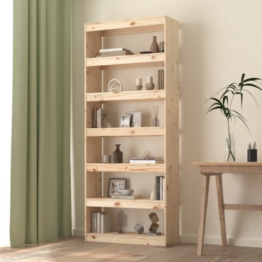 vidaXL Βιβλιοθήκη/Διαχωριστικό Χώρου 80x30x199,5cm Μασίφ Ξύλο Πεύκου 1 τεμ.