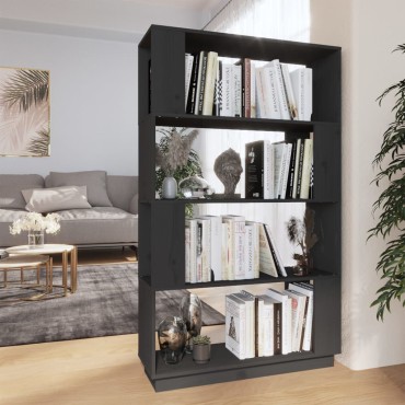 vidaXL Βιβλιοθήκη/Διαχωριστικό Χώρου Γκρι 80x25x132cm Μασίφ Πεύκο 1 τεμ.
