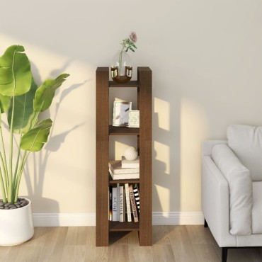 vidaXL Βιβλιοθήκη/Διαχωριστικό Χώρου Μελί 41x35x125cm Μασίφ Ξύλο 1 τεμ.