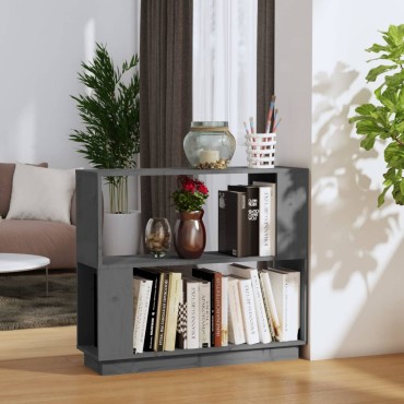vidaXL Βιβλιοθήκη/Διαχωριστικό Χώρου Γκρι 80x25x70cm Μασίφ Πεύκο 1 τεμ.