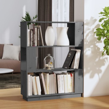 vidaXL Βιβλιοθήκη/Διαχωριστικό Χώρου Γκρι 80x25x101cm Μασίφ Πεύκο 1 τεμ.