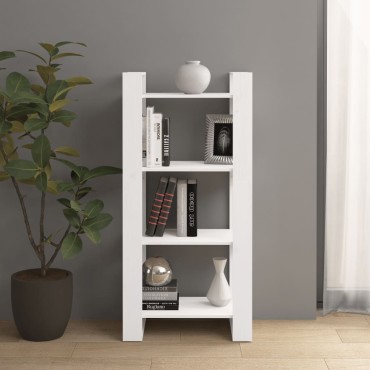 vidaXL Βιβλιοθήκη/Διαχωριστικό Χώρου Λευκό 60x35x125cm Μασίφ Ξύλο 1 τεμ.
