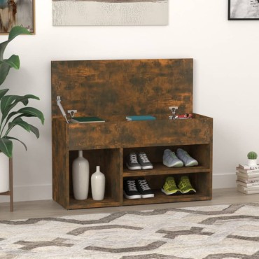 vidaXL Παπουτσοθήκη Καπνιστή Δρυς 80x30x45cm από Επεξεργασμένο Ξύλο