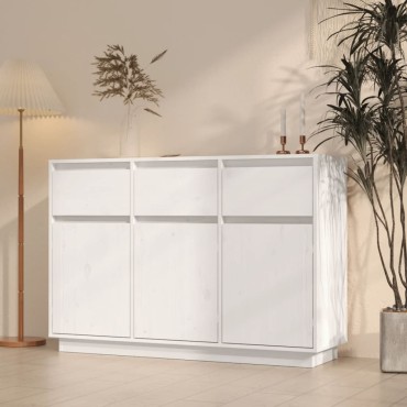 vidaXL Μπουφές Λευκός 110x34x75cm από Μασίφ Ξύλο Πεύκου 1 τεμ.