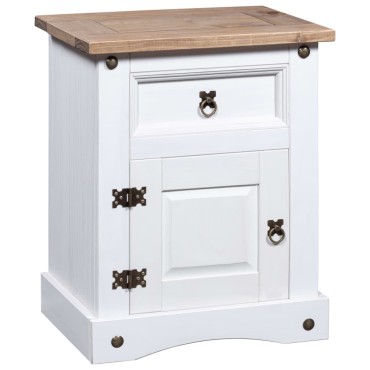 vidaXL Κομοδίνο Μεξικάνικο Στιλ Corona Λευκό 53x39x67cm Ξύλο Πεύκου 1 τεμ.