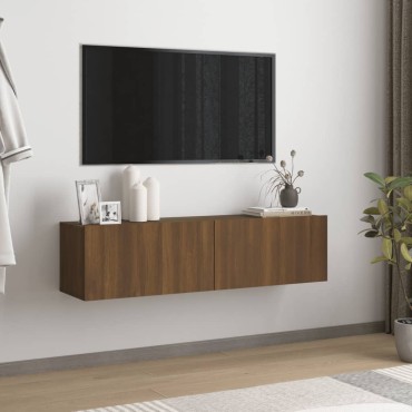 vidaXL Έπιπλο Τηλεόρασης Τοίχου Καφέ Δρυς 120x30x30cm Επεξεργα. Ξύλο