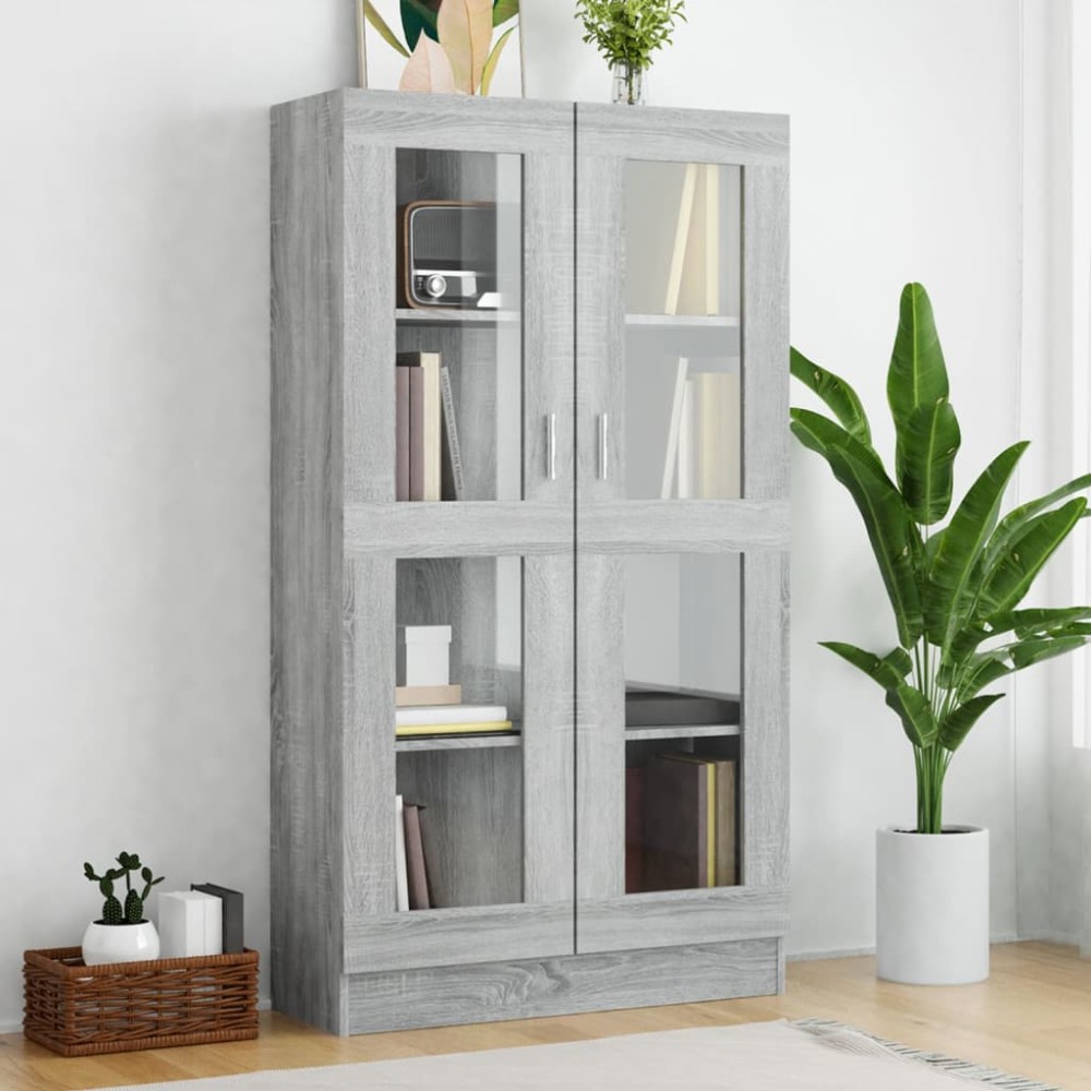 vidaXL Βιτρίνα Γκρι Sonoma 82,5x30,5x150cm Επεξεργασμένο Ξύλο 1 τεμ.