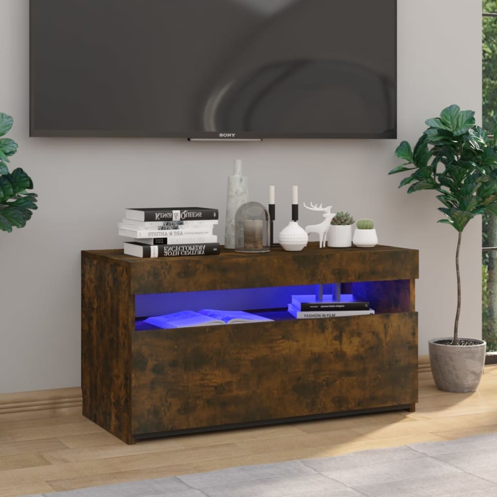 vidaXL Έπιπλο Τηλεόρασης με LED Καπνιστή Δρυς 75x35x40cm