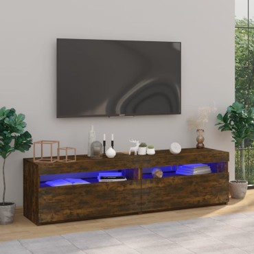 vidaXL Έπιπλο Τηλεόρασης με LED 2 τεμ. Καπνιστή Δρυς 75x35x40cm