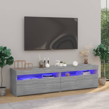 vidaXL Έπιπλο Τηλεόρασης με LED 2 τεμ. Γκρι Sonoma 75x35x40cm