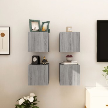 vidaXL Έπιπλα Τηλεόρασης Επιτοίχια 4 τεμ. Γκρι Sonoma 30,5x30x30cm