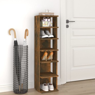 vidaXL Παπουτσοθήκη Καπνιστή Δρυς 27,5x27x102cm Επεξεργασμένο Ξύλο