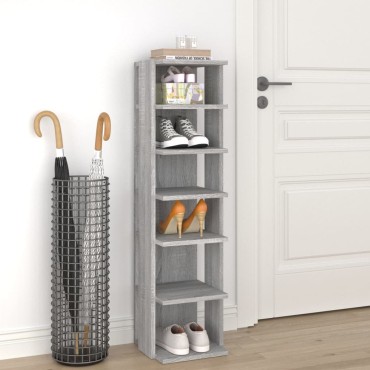 vidaXL Παπουτσοθήκη Γκρι Sonoma 27,5x27x102cm από Επεξεργασμένο Ξύλο