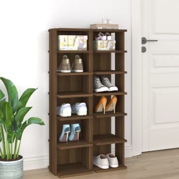 vidaXL Παπουτσοθήκες 2 τεμ. Καφέ Δρυς 27,5x27x102cm Επεξ. Ξύλο