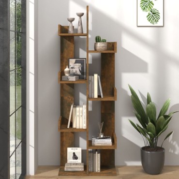 vidaXL Βιβλιοθήκη Καπνιστή Δρυς 48x25,5x140cm από Επεξεργασμένο Ξύλο 1 τεμ.