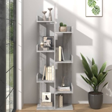 vidaXL Βιβλιοθήκη Γκρι Sonoma 48x25,5x140cm από Επεξεργασμένο Ξύλο 1 τεμ.