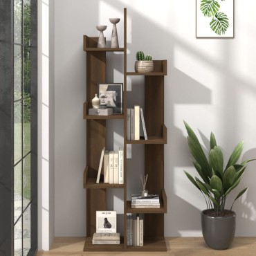 vidaXL Βιβλιοθήκη Καφέ Δρυς 48x25,5x140cm από Επεξεργασμένο Ξύλο 1 τεμ.