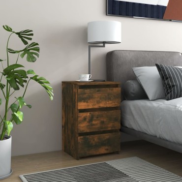 vidaXL Κομοδίνα 2 τεμ. Καπνιστή Δρυς 40x35x62,5cm Επεξεργασμένο Ξύλο