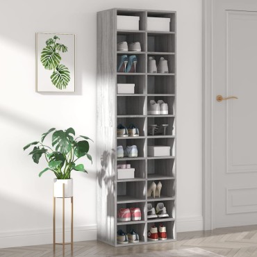 vidaXL Παπουτσοθήκη Γκρι Sonoma 54x34x183cm Επεξεργασμένο Ξύλο
