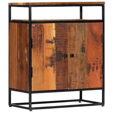 vidaXL Κομοδίνο 60x35x76cm από Μασίφ Ανακυκλωμένο Ξύλο + Ατσάλι 1 τεμ.