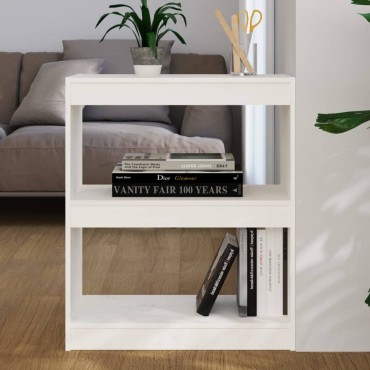 vidaXL Βιβλιοθήκη/Διαχωρ. Χώρου Λευκό 60x30x71,5cm Μασίφ Ξύλο Πεύκου 1 τεμ.