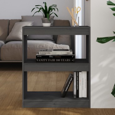 vidaXL Βιβλιοθήκη/Διαχωρ. Χώρου Γκρι 60x30x71,5cm Μασίφ Ξύλο Πεύκου 1 τεμ.