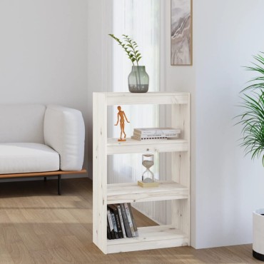 vidaXL Βιβλιοθήκη/Διαχωριστικό Χώρου Λευκή 60x30x103,5cm Μασίφ Πεύκο 1 τεμ.