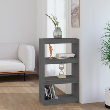 vidaXL Βιβλιοθήκη/Διαχωριστικό Χώρου Γκρι 60x30x103,5cm Μασίφ Πεύκο 1 τεμ.