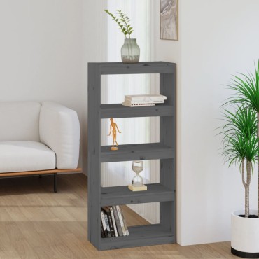 vidaXL Βιβλιοθήκη/Διαχωριστικό Χώρου Γκρι 60x30x135,5cm Μασίφ Πεύκο 1 τεμ.