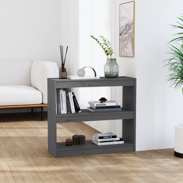 vidaXL Βιβλιοθήκη/Διαχωριστικό Χώρου Γκρι 80x30x71,5cm Μασίφ Πεύκο 1 τεμ.